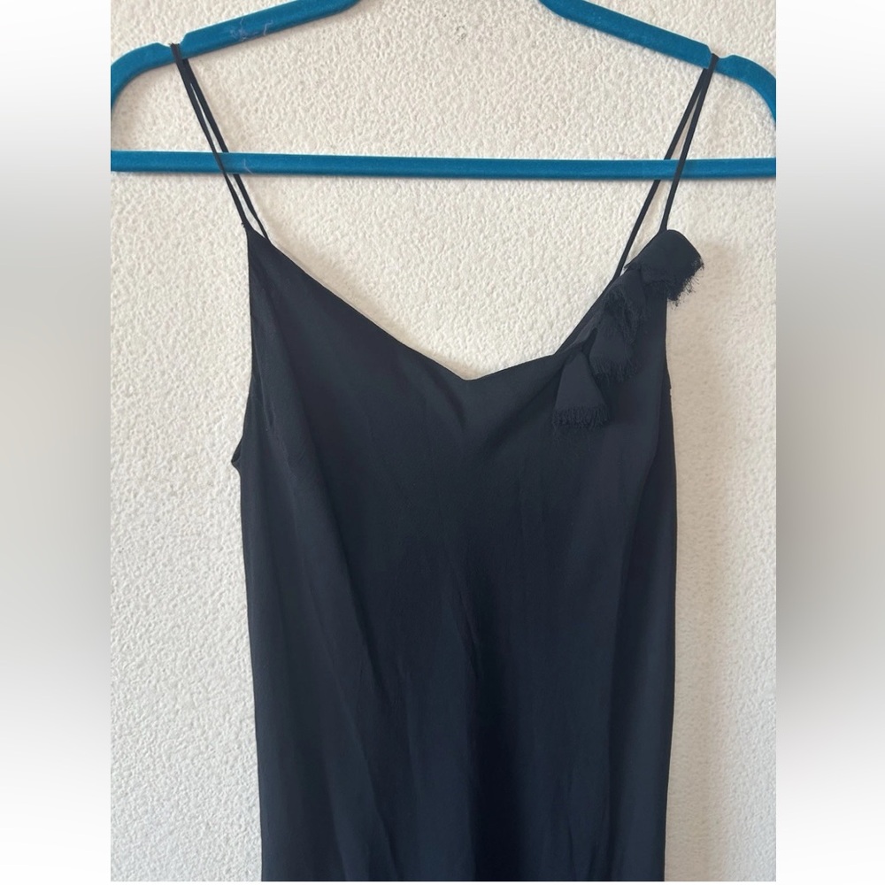 VTG 90s Lapis Black Slip Dress Midi Bias Cut Rayon USA Y2K Minimalist M - Picture 6 of 16